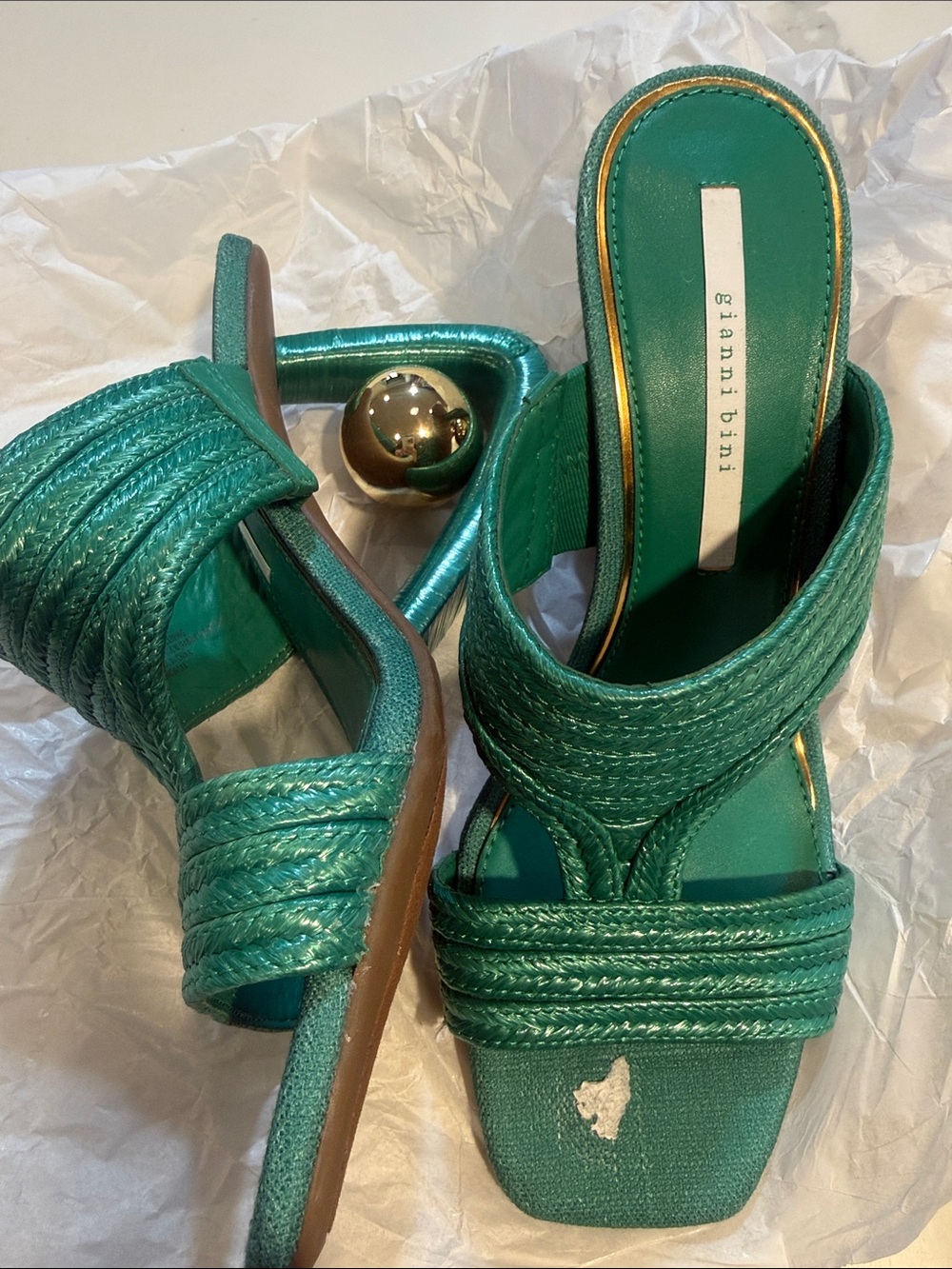 Gianni Bini Teal Braided Slide Mules